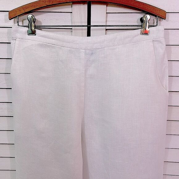 Peck & Peck Linen Pants Size Medium White Wide Leg NWOT - Picture 6 of 10